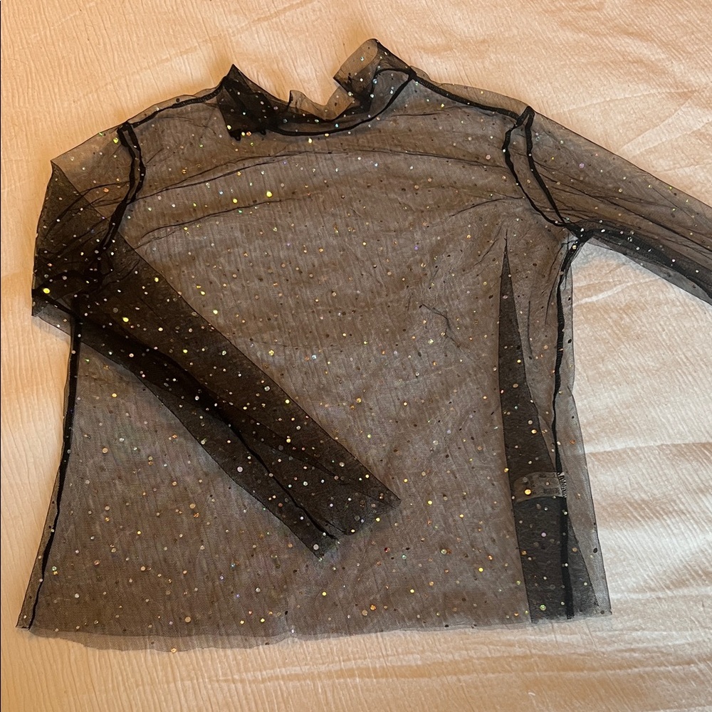 Black Sheer Sequin Top